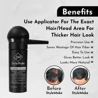 StyleMake Thickener Hair Fiber Dark Brown 28gm With Pump for Thin & Fine Hair | Thickening Fibre Spray for Men & Women | Loss Concealer | (Dark Brown Fiber + Applicator)