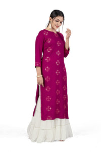 Fashion Dream Women Viscose Rayon Sequence Embroidered Straight Kurti