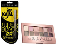 Maybelline New York The Blushed Nudes Palette Matte Eyeshadow, 9G And Colossal Kajal, Super Black, 0.35G