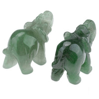 JOVIVI 2pc Natural Carved Healing Gemstones Crystal Elephant Figurine Statues 1.5'' Home Room Decor Desk Decoration Christmas Ornametns, with Gift Box Green + Brown