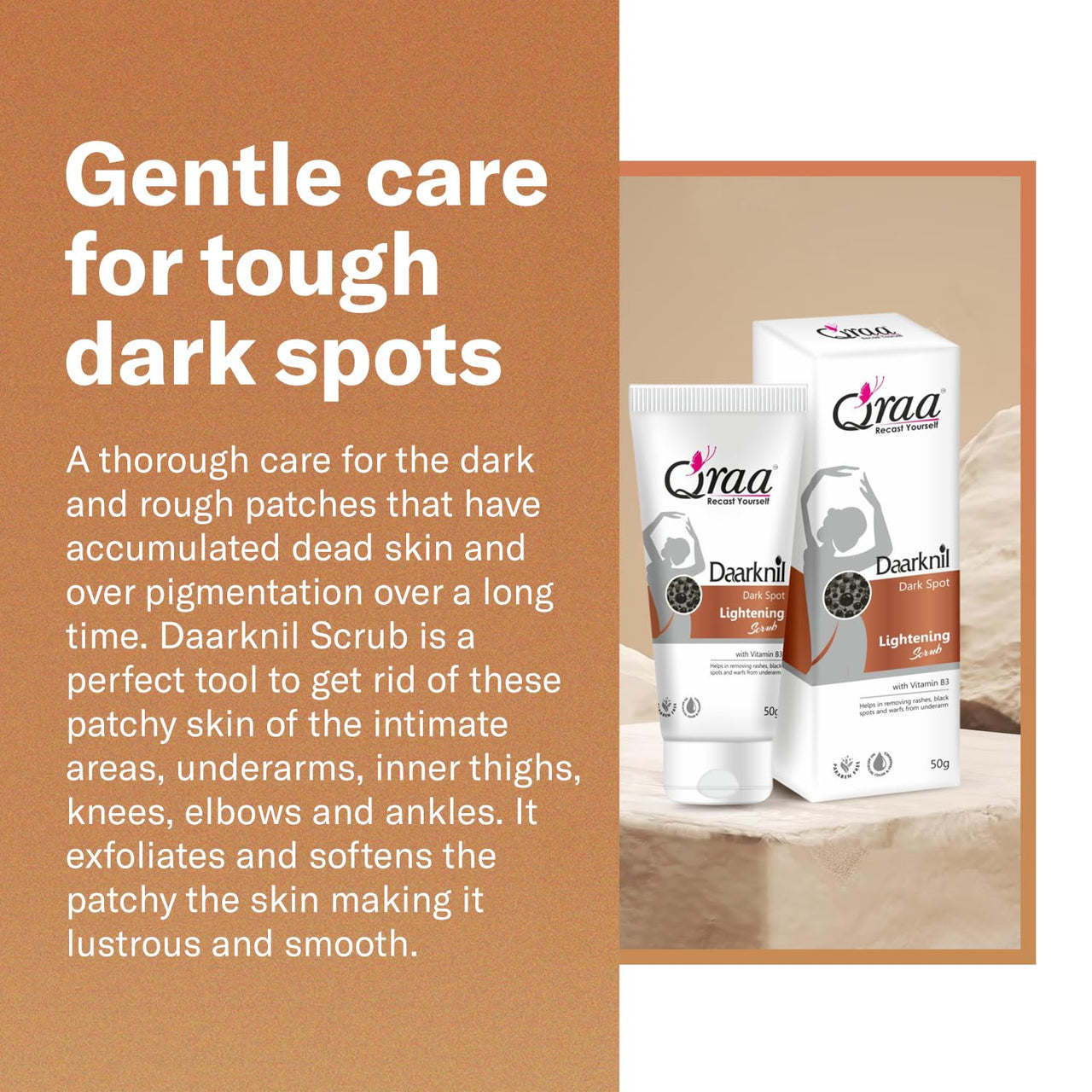 Qraa Daarknil Polisher for Intimate Lightening/Dark Spots/Uneven Tone | For Dark Underarms, Neck, Knees, Elbows and Inner Thigh (30GM)