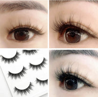 HUDA GIRL Eye Lashes for Women - Black Handmade Natural Thick Long Polyester, 3 Pairs False Eyelashes with Eyelash Glue - Empathetic Reusable Extensions for Womens, Girls - Eyelash with glue Set