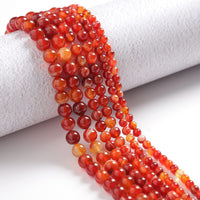 45pcs 8mm Natural Stone Beads Red Carnelian Striped Agate Beads Energy Crystal Healing Power Gemstone for Jewelry Making, DIY Bracelet Necklace