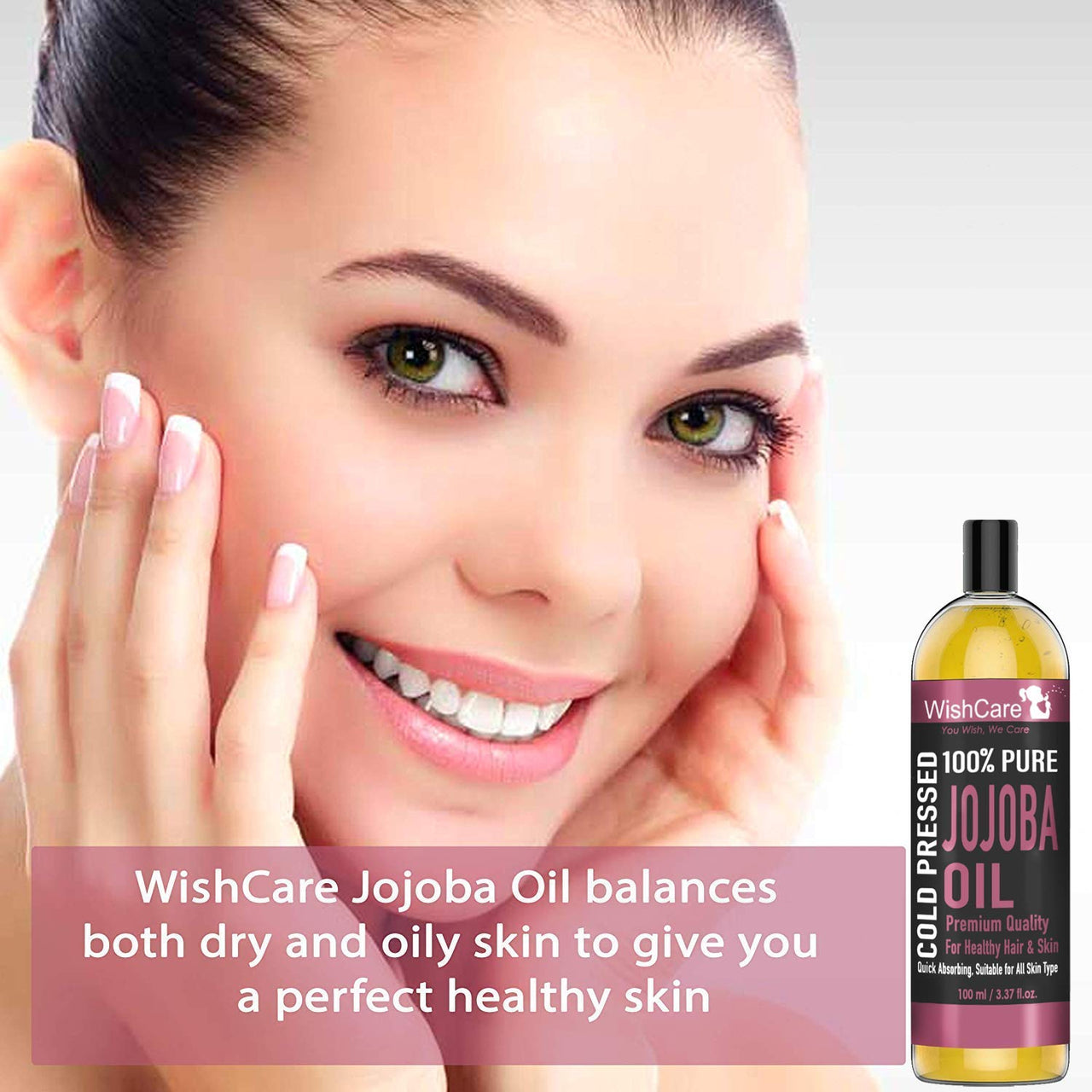 WishCare Pure Cold Pressed Natural Unrefined Jojoba Oil - Moisturizer For Skin, Hair and Nails, 100 ml (Pack of 2)