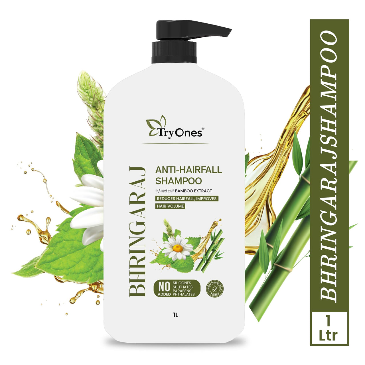 TryOnes Bhringraj Hair Fall Control Shampoo - Less breakage, Anti-Hairfall, Promotes Hair Growth|For Men & Women - 1000ml