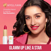 MyGlamm LIT Moist Matte Lipstick - Red Lady (Red Pink Shade)| Long Lasting, Pigmented, Hydrating Lipstick with Moringa Oil and Vitamin E (4.2g)