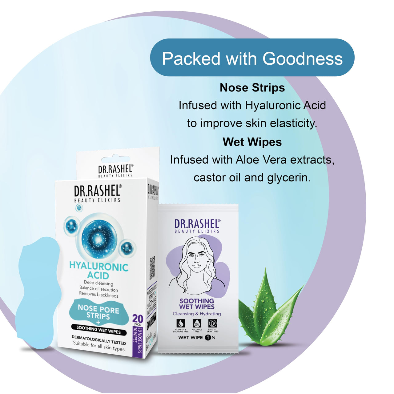 DR.Rashel Hyaluronic Nose Pore Strips For Pore Cleansing | Deep Cleansing For Painless Blackheads Removal | Deep Purifying Strips for Nose | 20 PCS