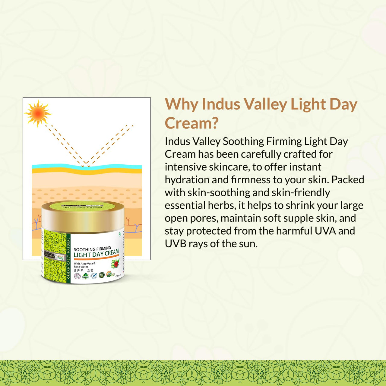 Indus Valley SPF 25 Soothing & Firming Light Day Cream With Aloe Vera And Rose Water For All Skin Type, 100ml