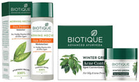 Biotique Bio Morning Nectar Sunscreen Ultra Soothing Face Lotion, SPF 30+, 120ml & Bio Winter Green Spot Correcting Anti Acne Cream, 15g