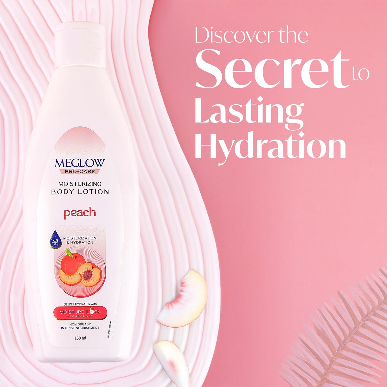 Meglow Pro-Care Moisturizer Body Lotion for Women/Men (150ml - Pack of 2)–Enriched with Peach|Body Lotion For Dry Skin|Deeply Hydrates with 48hrs Moisture Lock Technology