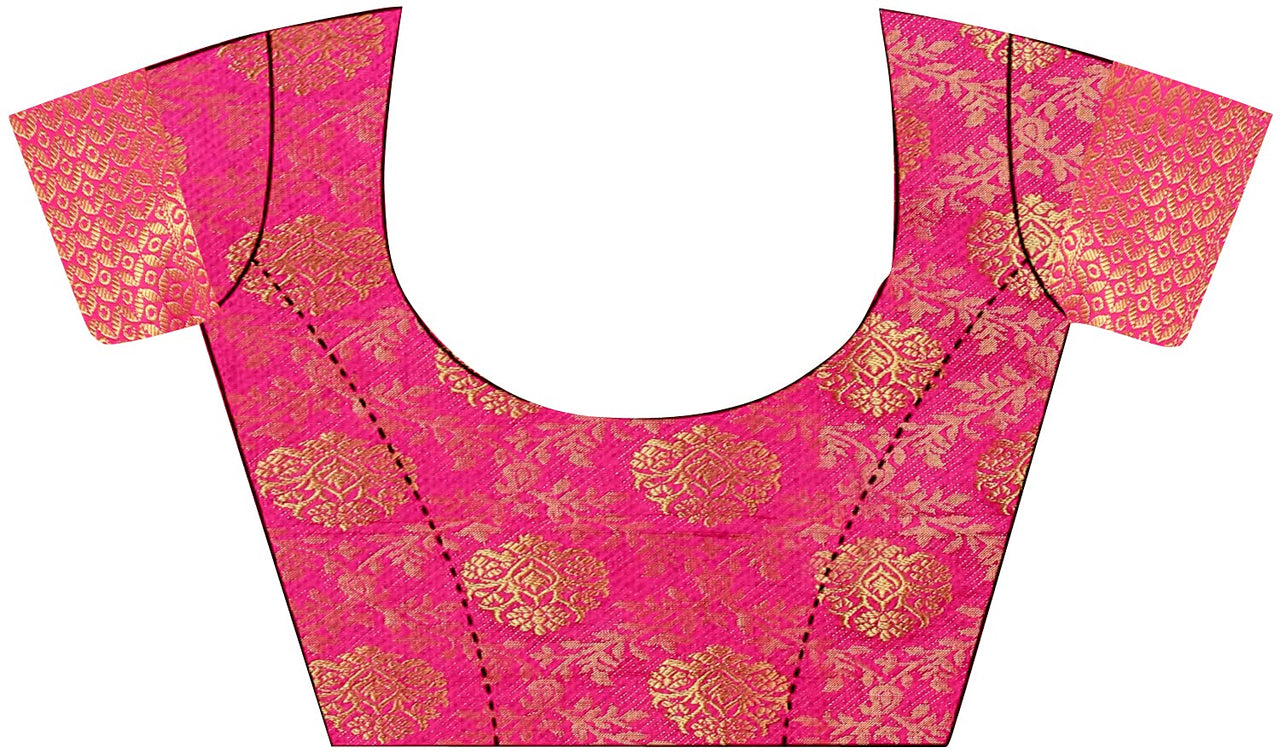 iZibra Women's  Pure Kanjivaram Silk Sraee Kanchipuram Pattu Sarees With Blouse Piece