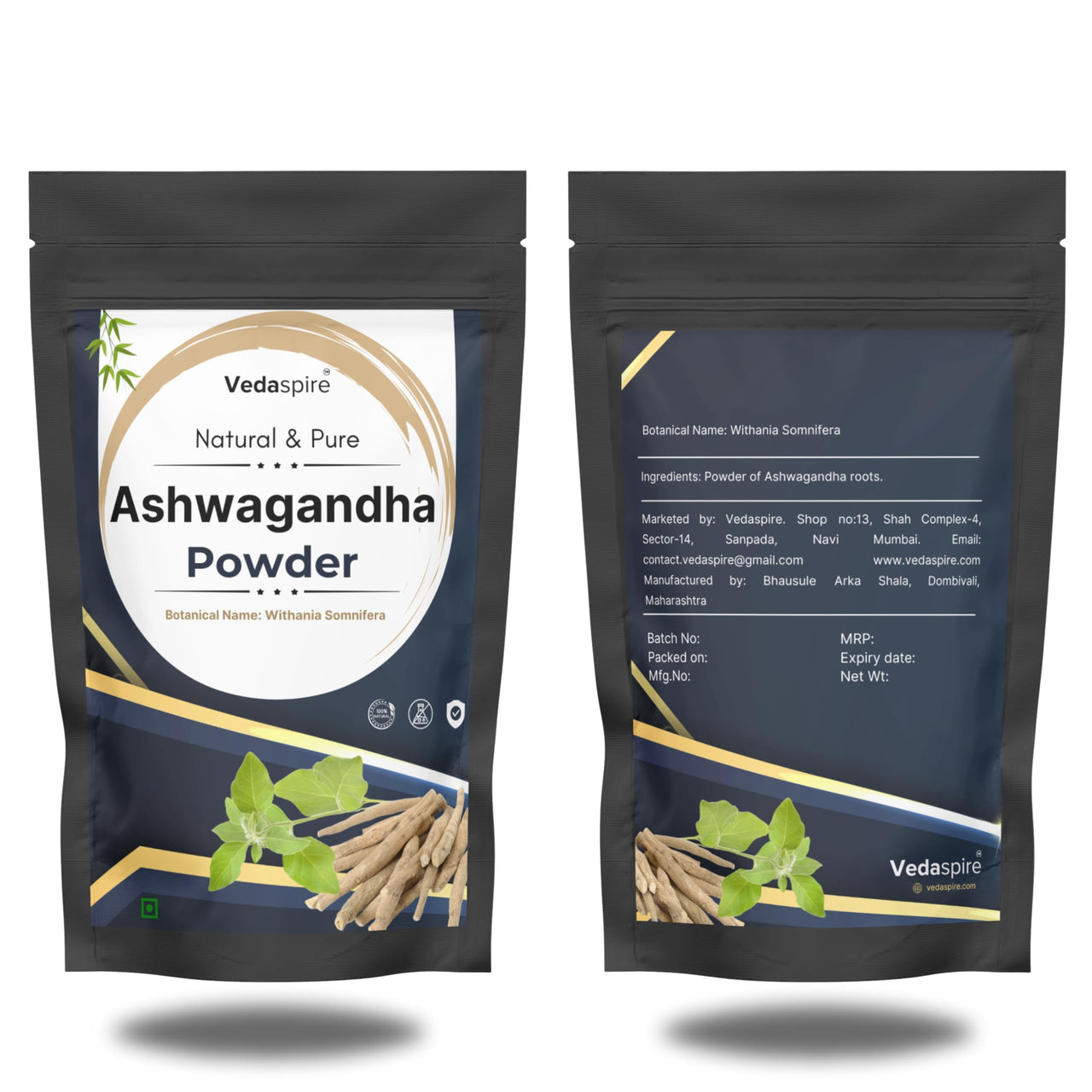 Ashwagandha Powder for Strength, Stress Relief & Mental Clarity – Pure Ayurvedic Herb for Recovery & Anxiety Support | Vedaspire Withania Somnifera | 100g (2 x 50g Packs)”