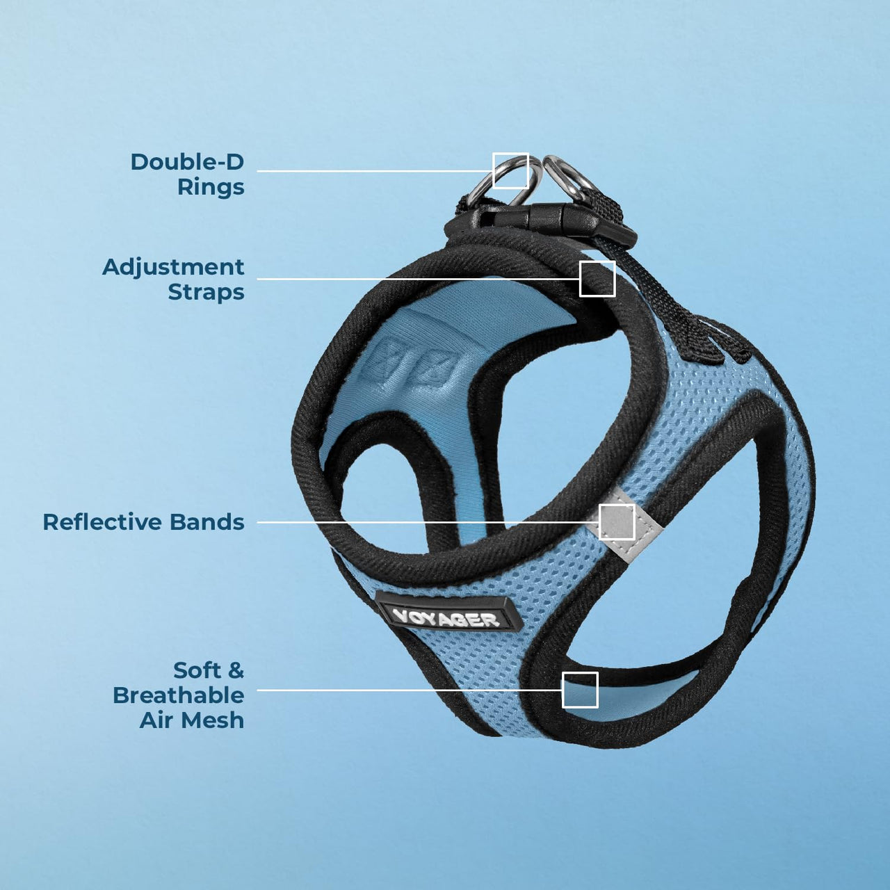 Voyager Step-in Air Dog Harness - All Weather Mesh Step in Vest Harness for Small and Medium Dogs and Cats by Best Pet Supplies - Harness (Baby Blue/Black Trim), XL (Chest: 20.5-23") Harness (Baby Blue/Black Trim) XL (Chest: 20.5 - 23")