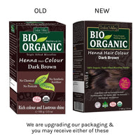 INDUS VALLEY 100% Organic Henna Hair Color Dark Brown Nourishes and Moisturizes Hairs Triple Sifted Microfine Powder (100g)