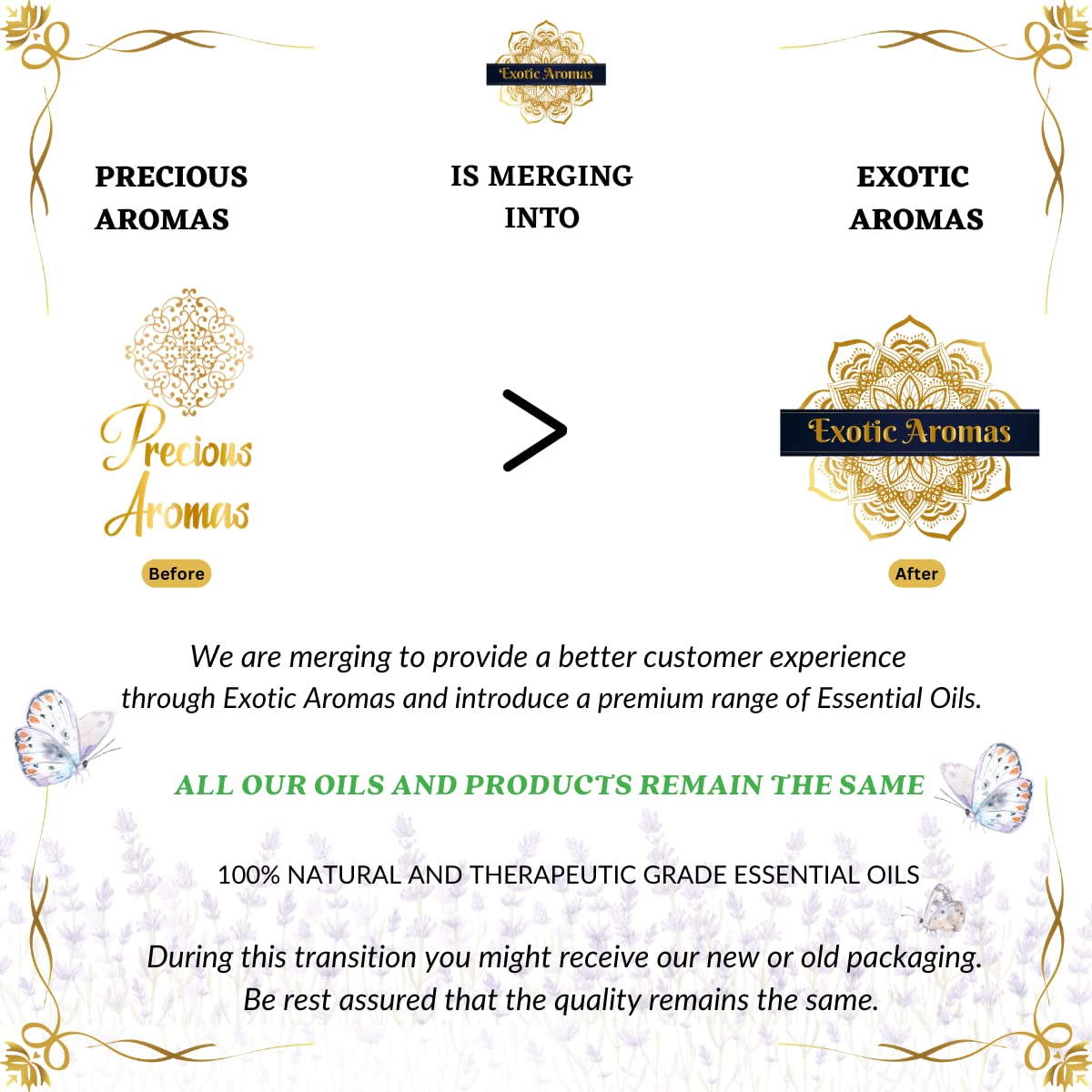 Exotic Aromas Essential Oil Lavender, Rose, Tea Tree, Jasmine, Ylang Ylang, Orange, Lemongrass, Peppermint, Rosemary, Pure & Natural (Pack of 9)