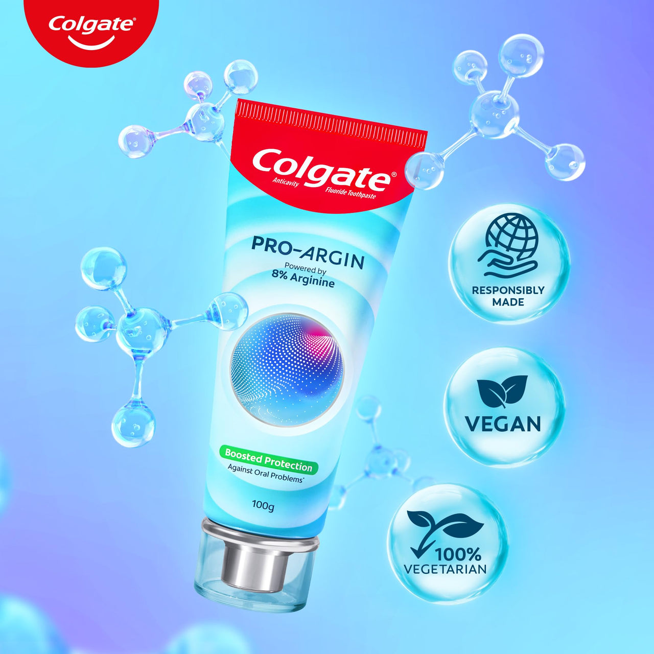 Colgate Pro Argin Toothpaste, Sensitivity Protection in 60 Seconds, 8% Arginine, Boosted Protection against Sensitivity, Enamel Damage, Oral pH, Cavities (100g)