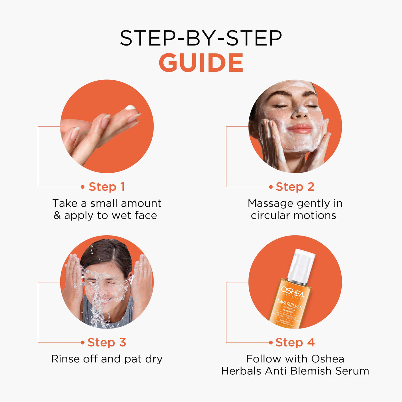 Oshea Herbals Papayaclean Anti Blemishes Gel Face Wash for Women & Men | Hydrating Face Wash for All Skin Types | Lightens Blemishes & Brightens Skin with Papaya Extracts & Vitamin E - 150gm (Pack of 3)