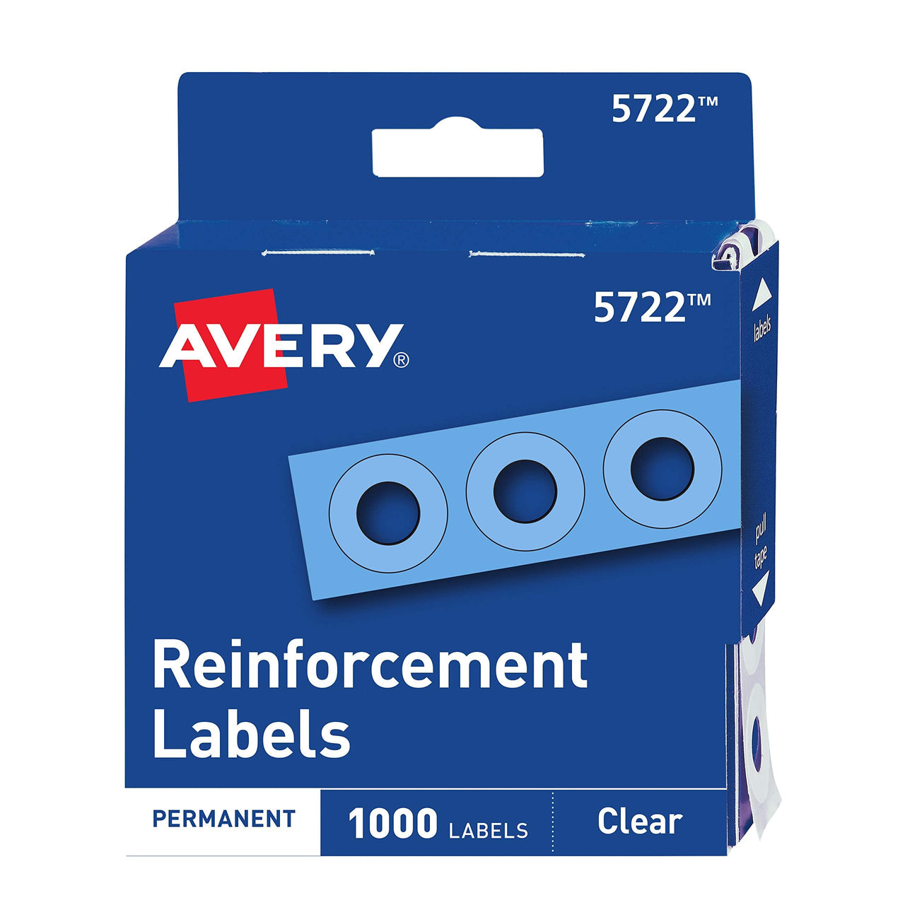 Avery Self-Adhesive Hole Reinforcement Stickers, 1/4" Diameter Hole Punch Reinforcement Labels, Clear, Non-Printable, 1,000 Labels Total (5722)