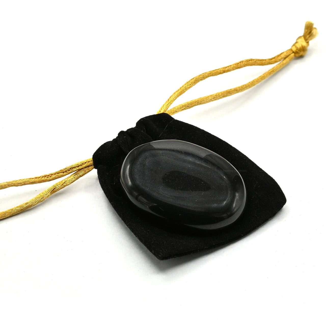Black Agate Palm Stone - Pocket Massage Worry Stone for Natural Body Chakra Balancing, Reiki Healing and Crystal Grid Black Agate