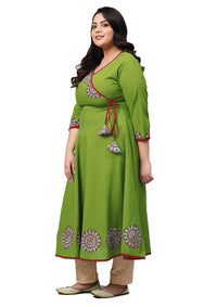 Yash Gallery Women's  Cotton Angrakha Kurta