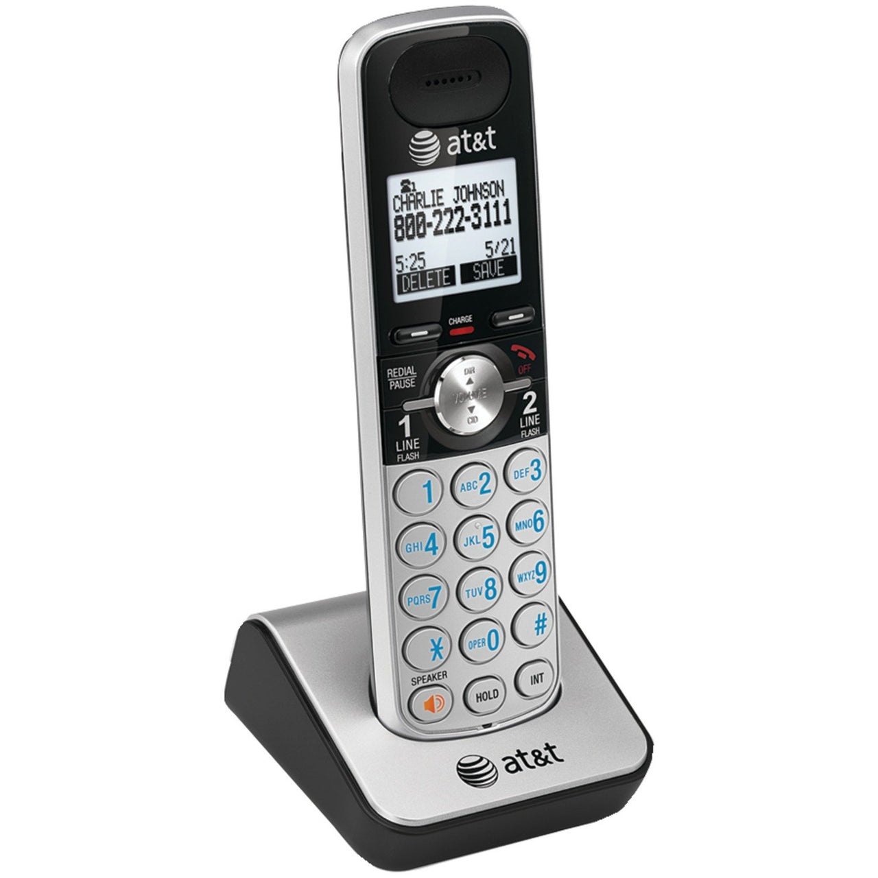 AT&T TL88002 Accessory Cordless Handset, Silver/Black | Requires an AT&T TL88102 Expandable Phone System to Operate Accessory Handset
