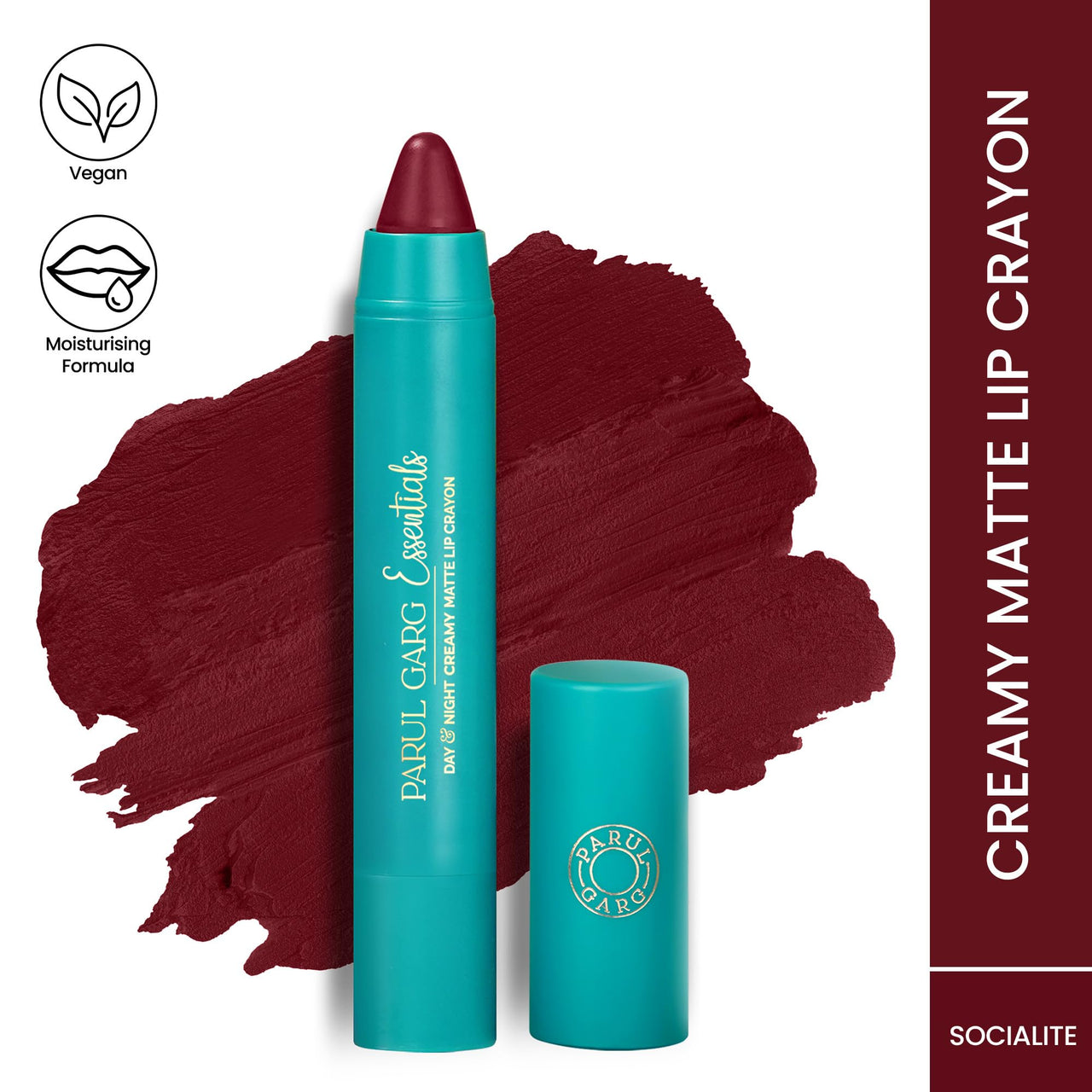 Parul Garg Beauty Creamy Matte Lip Crayon | Soft Matte & Hydrating Formula with Almond Oil & Vitamin E | Rich Pigment & Comfortable Wear | 100% Vegan (Socialite 67)