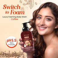 Bryan & Candy Luxury Foaming Body Wash with Pentavitin, Pro Vit B5, Argan Oil, Skin Friendly pH 5.5, All Skin Types, 400 Ml (Coffee Foaming Wash)
