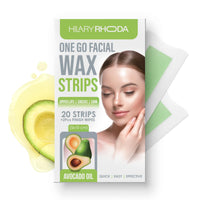 Hilary Rhoda Women One Go Facial Wax Strips - Ready-To-Use for Face, Cheek, Upper Lip & Chin - With 2 Finish Wipes - 20 Strips (Avocado Oil), Pack of 1