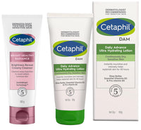 Cetaphil Brightness Reveal Creamy Cleanser - 100 G & Daily Advance Ultra Hydrating Lotion For Dry/Sensitive Skin, 100 G