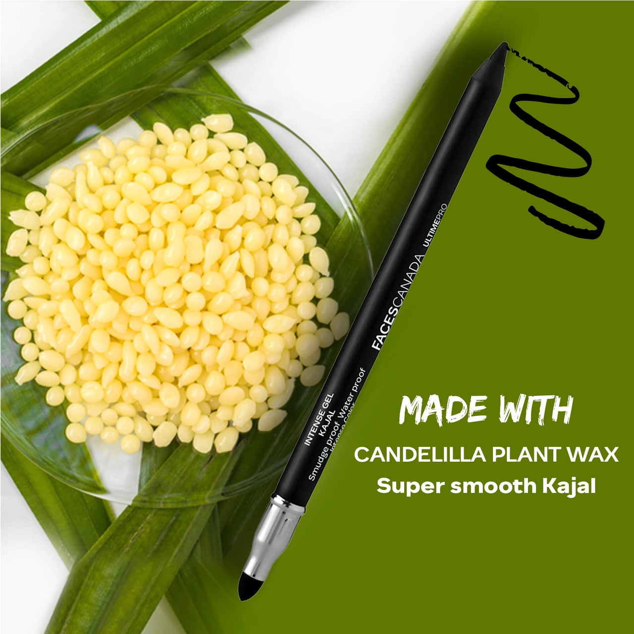 FACESCANADA Ultime Pro Intense Gel Matte Kajal With Smudger & Sharpener - Black, 1.2g | 24 Hr Long Stay | Water & Smudgeproof | One Swipe Smooth Application | 3-in-1 Kajal, Eyeliner, Smokey Eyeshadow