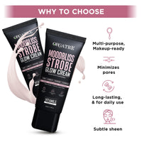 Orgatre Strobe Glow Cream for Instant Face Radiance | Primer Highlighter Moisturizer with Vitamin C, Almond Oil, Niacinamide & Hyaluronic Acid | Makeup Base for Oily Acne-Prone Skin | Pink Shade | 30g