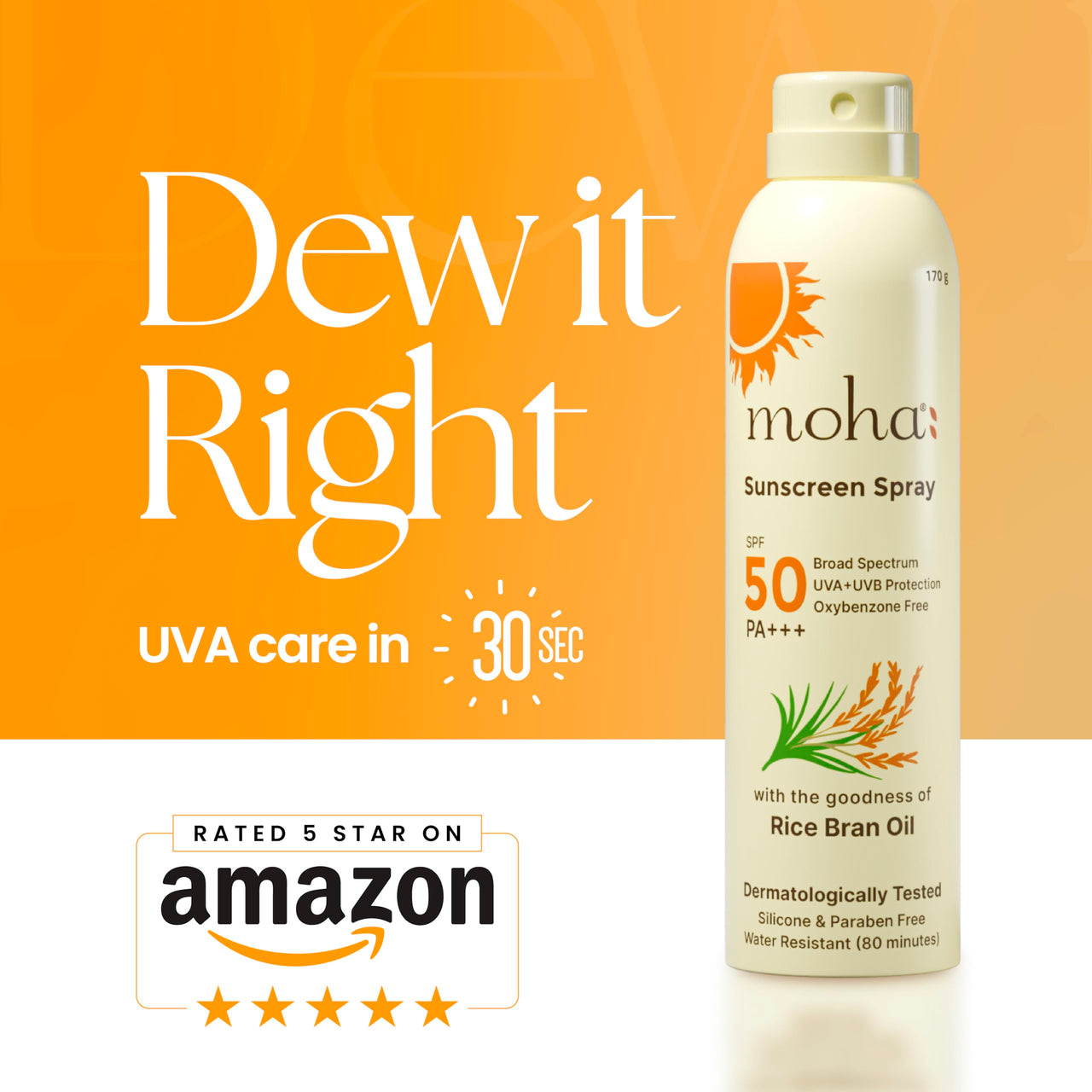 Moha Sunscreen Spray Spf 50 Body Sunscreen Spray Waterproof Lightweight Uva+Uvb Protection, No White Cast, Broad Spectrum Pa+++, For Women & Men, Spray Sunscreen for face & Body,170ml Pack Of 1