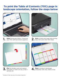 Avery A-Z 26 Tab Dividers for 3 Ring Binders, Customizable Table of Contents, Multicolor Tabs, 1 Set (11844) Contemporary