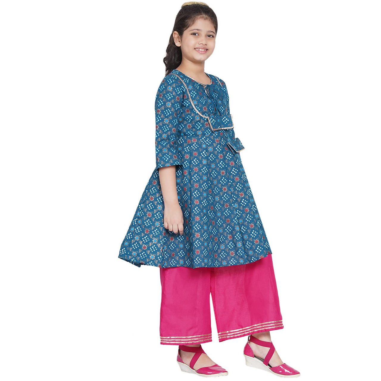 Bitiya By Bhama Girl's  Cotton Blend Kurta & Palazzo