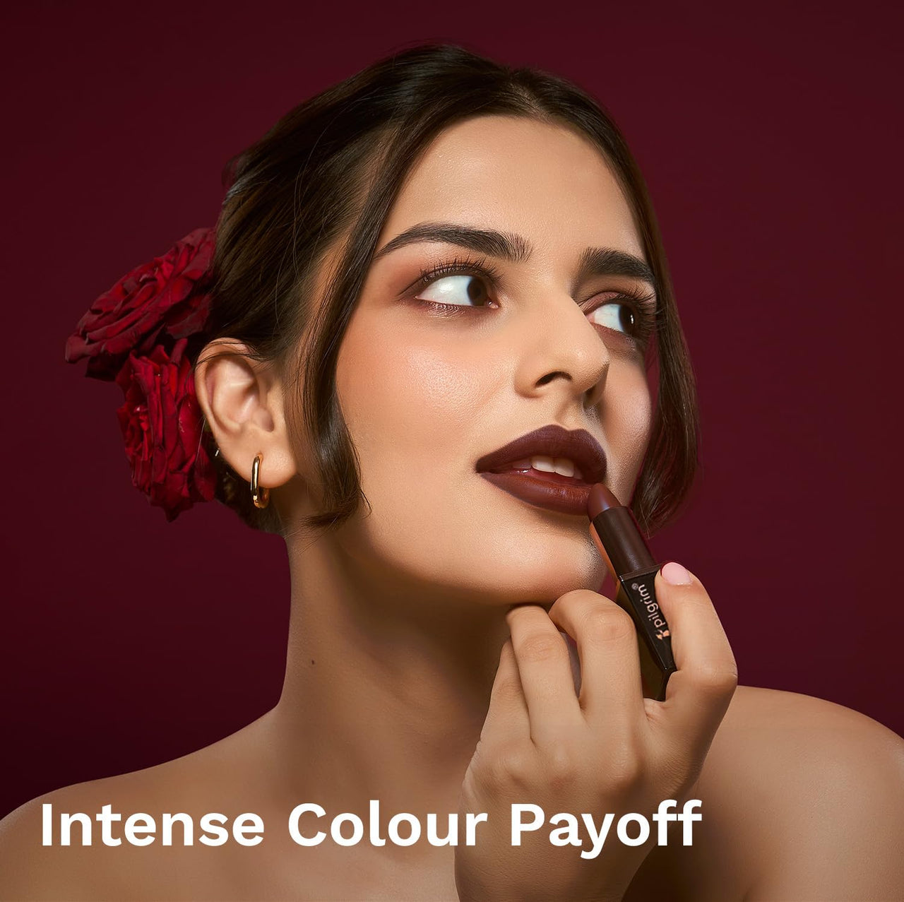 Pilgrim Matte Me Up Bullet Lipstick 4.2g | Creamy, Lightweight, Bold, Non Drying | SPF 30 | Enriched With Hyaluronic Acid & Spanish Squalane | Lipstick for dusky skin tone | Chocolate Tease -32