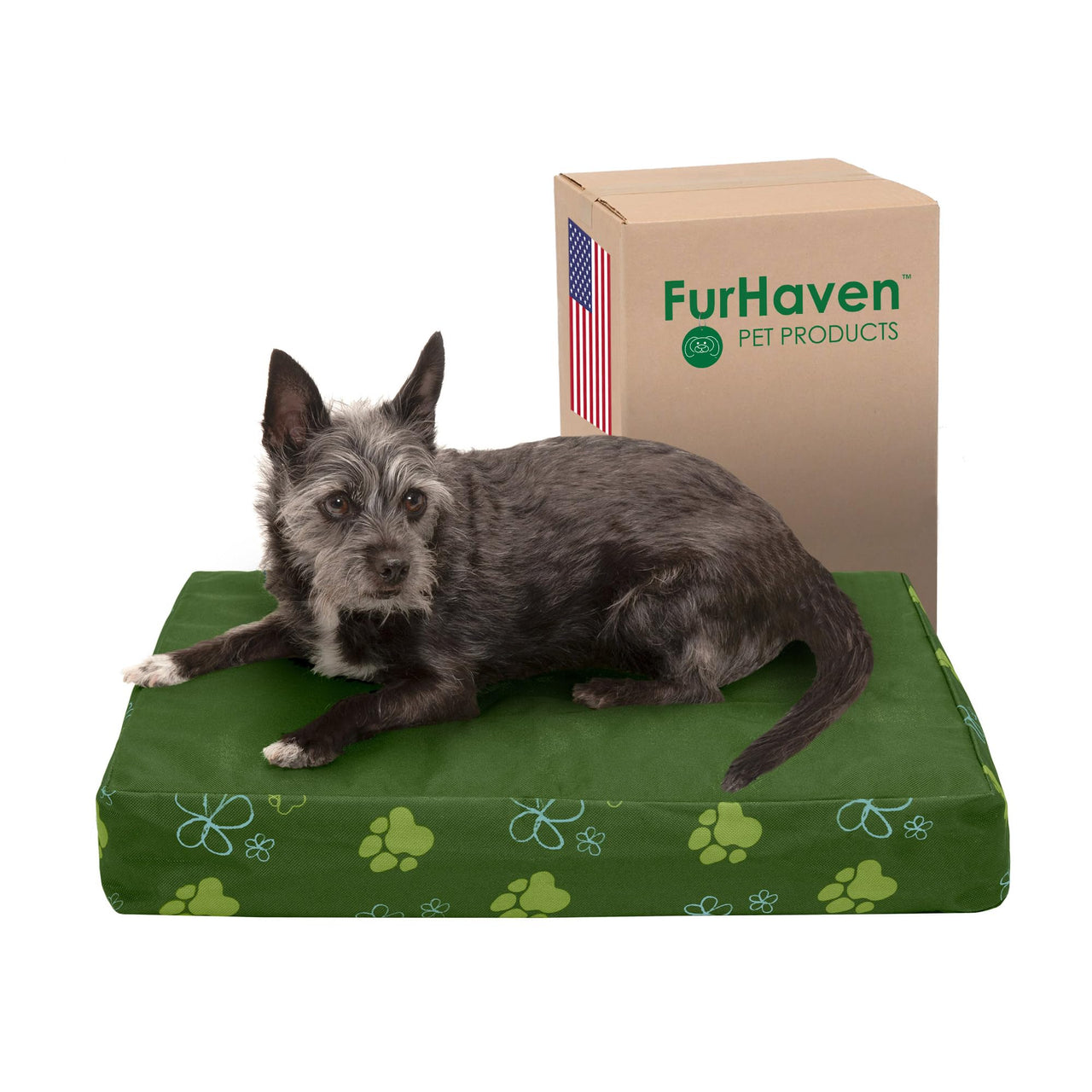 Furhaven Water-Resistant Cooling Gel Dog Bed for Small Dogs w/ Removable Washable Cover, For Dogs Up to 20 lbs - Indoor/Outdoor Garden Print Mattress - Jungle Green, Small Water-Resistant Garden Print (Jungle Green) 20.0"L x 15.0"W x 3.0"Th