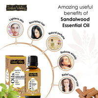 Indus Valley 100% Pure Natural & Organic, Undiluted Sandalwood (Chandan) Essential Oil for Skin, Hair Care - 5 ml