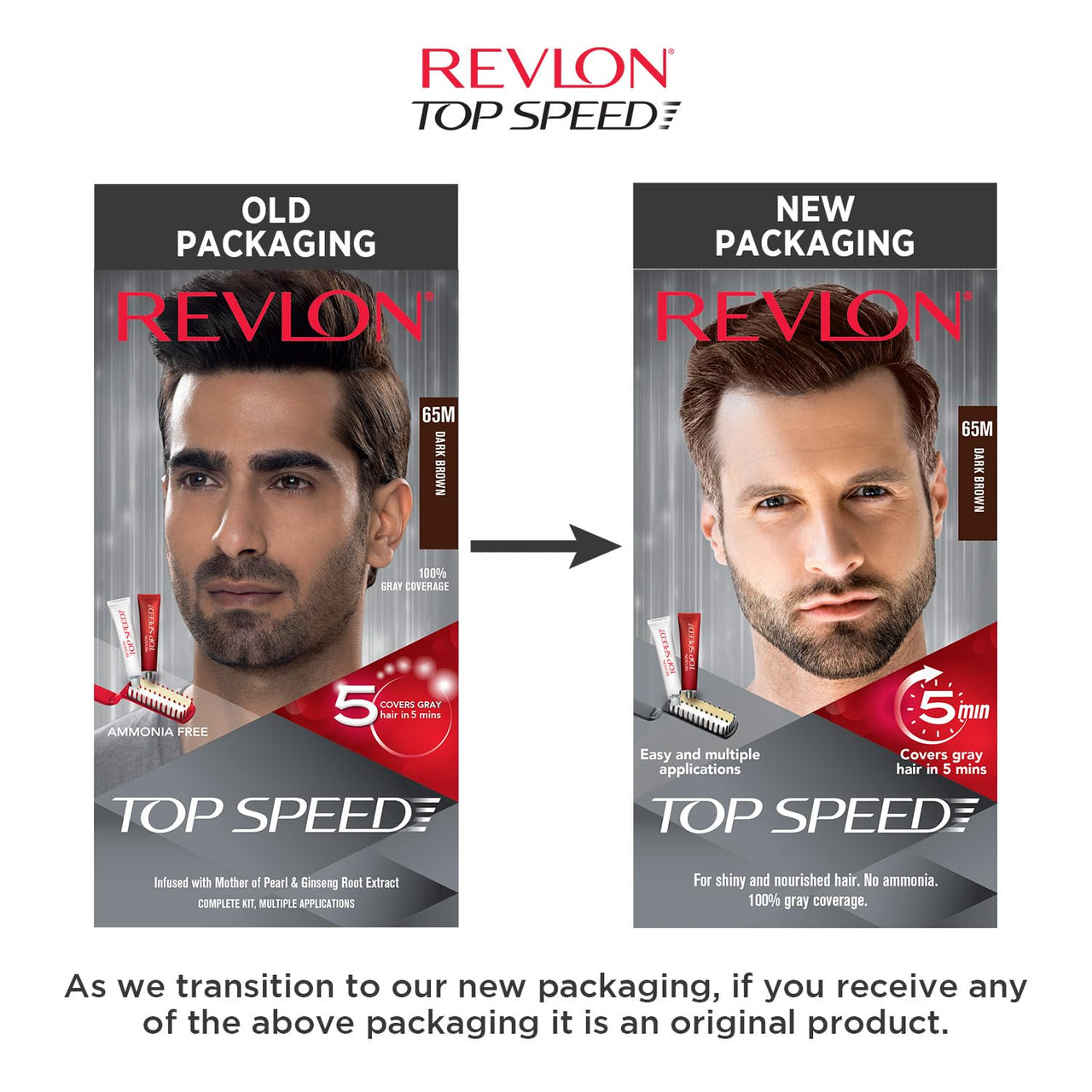 Revlon Top Speed Hair Color - Men -Dark Brown 65M