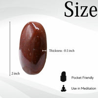 Red Jasper Palm Stone - Pocket Massage Worry Stone for Natural Body Chakra Balancing, Reiki Healing and Crystal Grid Red Jasper