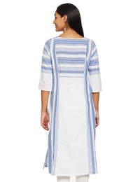 Aurelia Womens Round Neck Striped Kurta