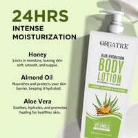 Orgatre Aloe Hydration Body Lotion with Honey, Almond & Alovera | Deep Moisturizing for Dry Skin | For Men & Women | Soothes, Protects & Revitalizes | 24-Hour Intense Hydration - 400ml