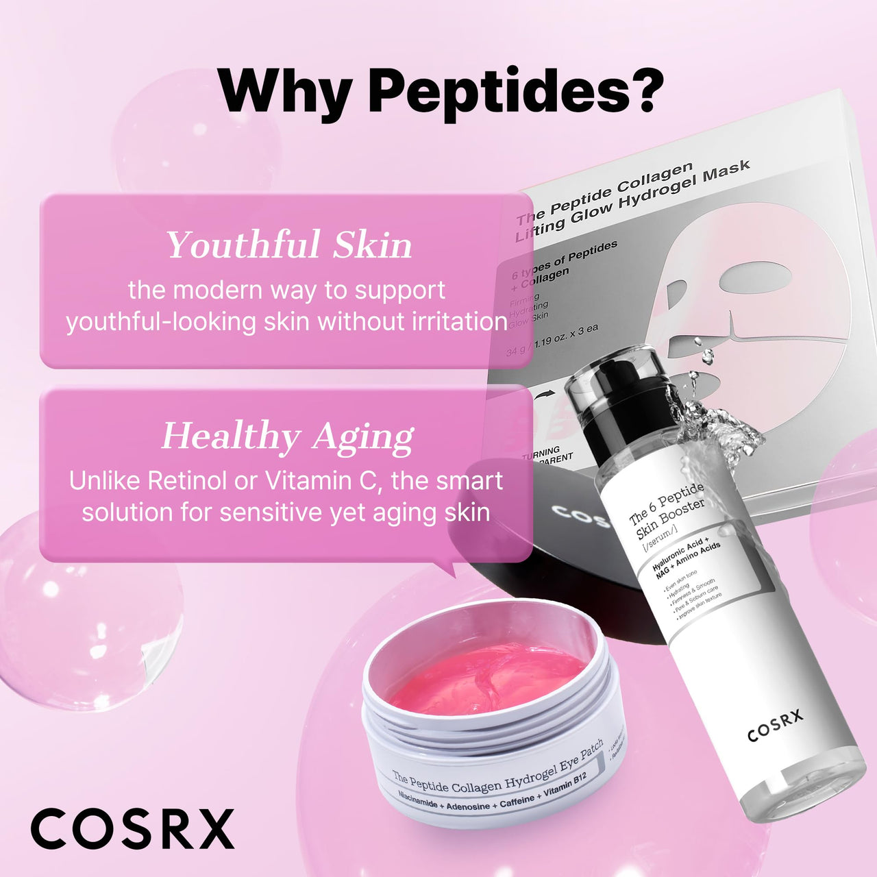 COSRX 6X Peptide Collagen Booster Toner Serum 150ml, Skin Renewal Boosting Facial Essence, Niacinamide & Hyaluronic Acid for All Skin Types, Korean Skincare, Paraben Free