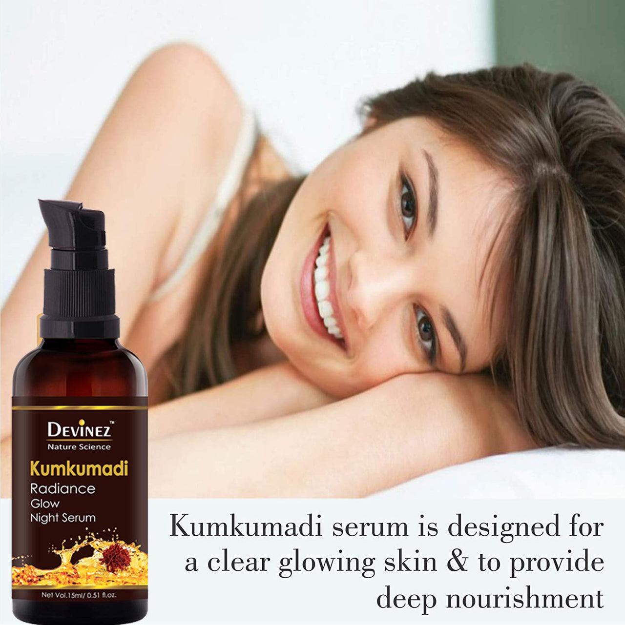 Devinez Ayurvedic Kumkumadi Radiance Glow Night Serum - 15ml, 100% Natural for Face Brightening, Anti Ageing, fight under eye dark circles, Kumkumadi Tailam