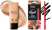 FACESCANADA Magneteyes Matte Kajal - Black, 0.35G Almondoil & Vitamine And Faces Canada Peaches N Cream Tinted Moisturizer - Light 01, 35 G