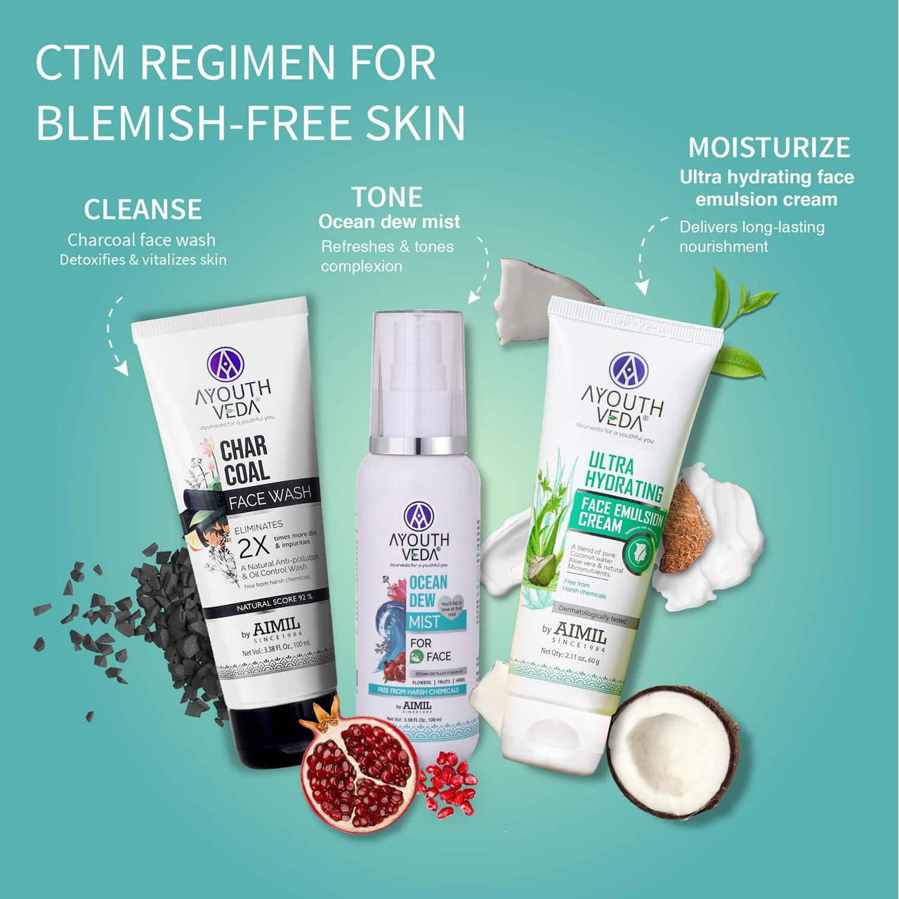 Ayouthveda Ultra Hydrating Face Emulsion Cream With Coconut Water, Aloe vera & Green Tea | Provides Long Lasting Nourishment | Fresh & Radiant Look, Reduces Blemishes & Dark Spots(Pack Of 2-60G each)