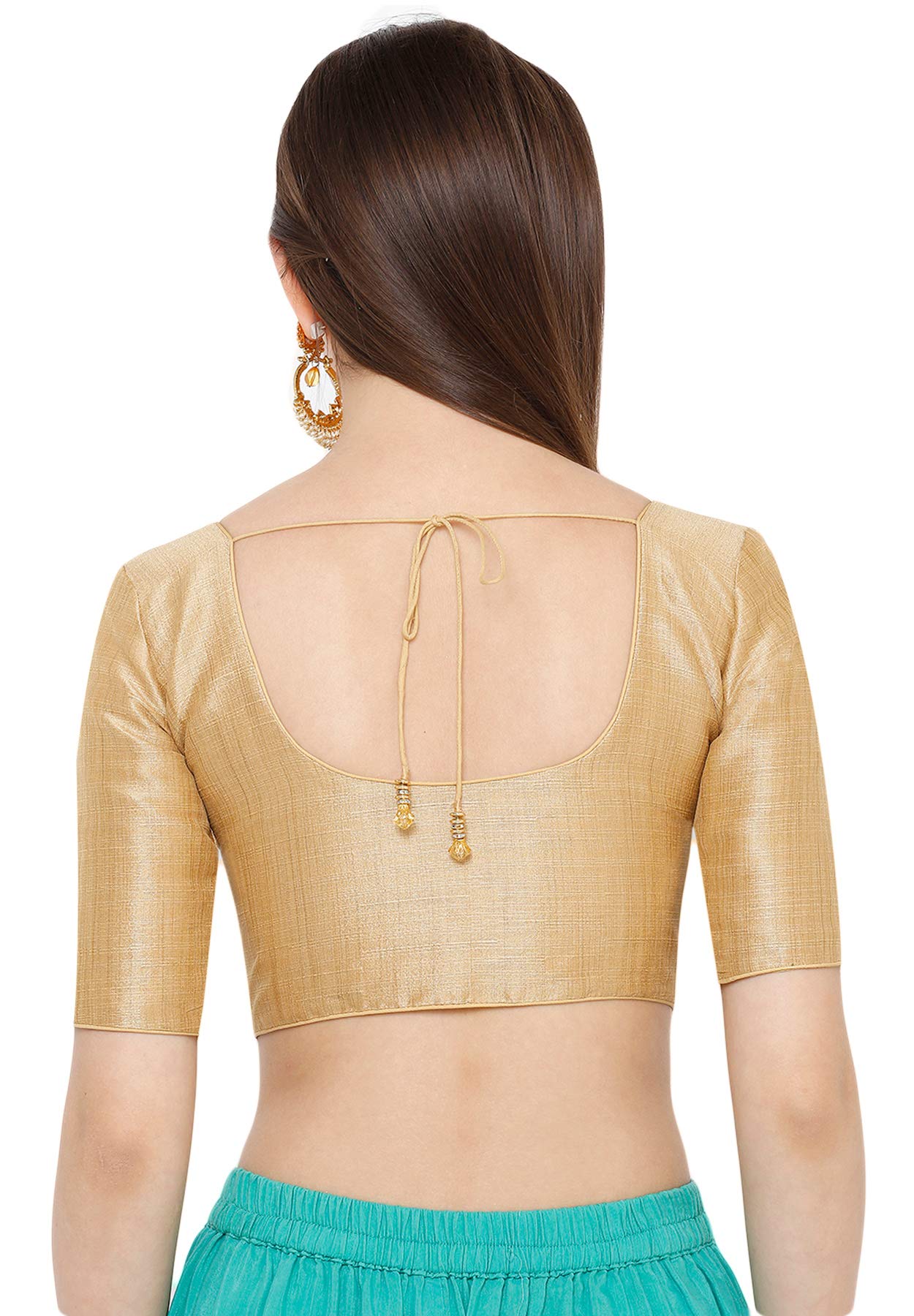 S SALWAR STUDIO Women's  Gold Mulbury Silk Readymade Saree Blouse