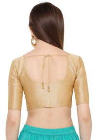 S SALWAR STUDIO Women's  Gold Mulbury Silk Readymade Saree Blouse