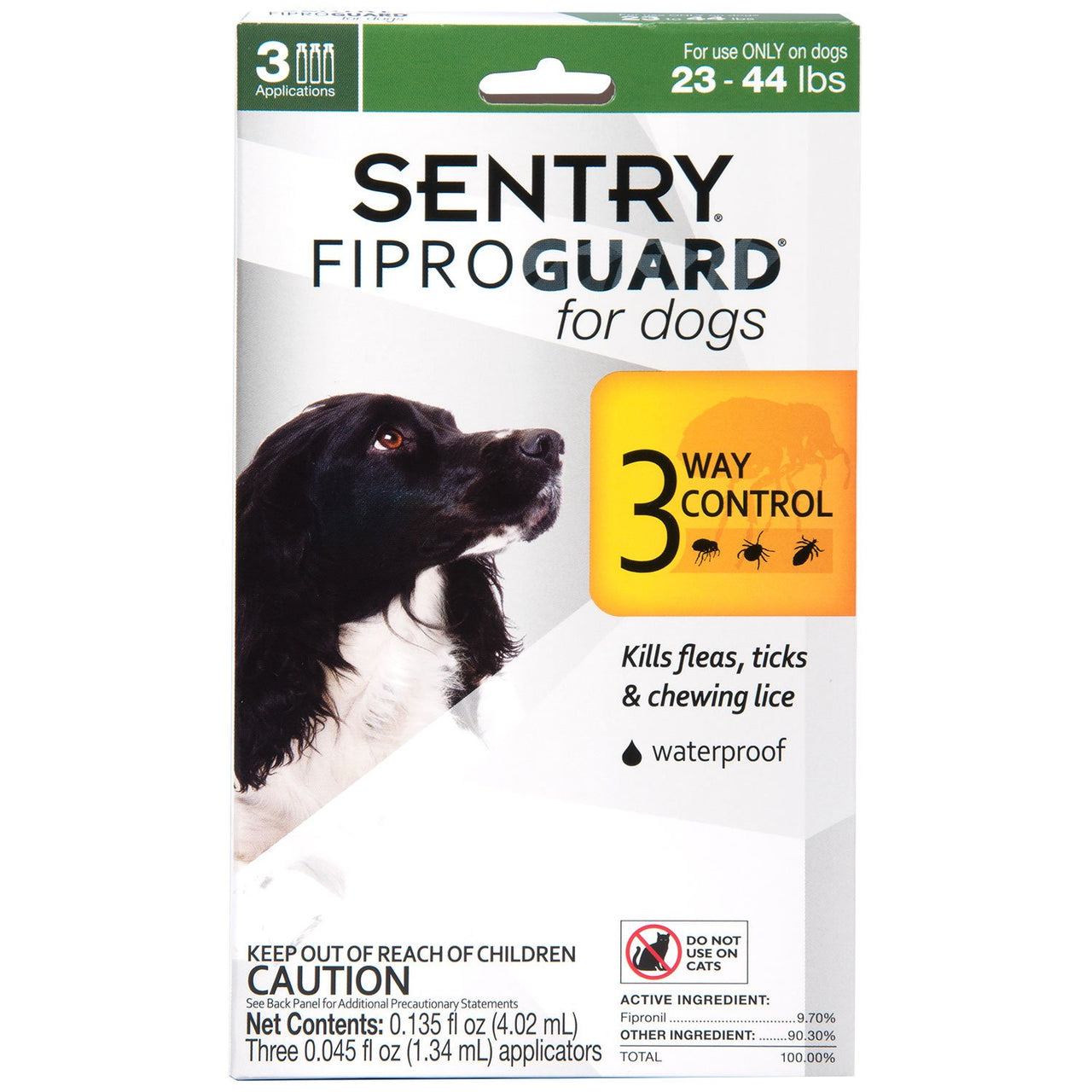 SENTRY Fiproguard for Dogs, Flea and Tick Prevention for Dogs (23-44 Pounds), Includes 3 Month Supply of Topical Flea Treatments 23 to 44-Pound 3-Month