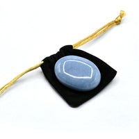 Angelite Palm Stone - Hot Massage Worry Stone for Natural Body Chakra Balancing, Reiki Healing and Crystal Grid Angelite