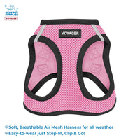 Voyager Step-in Air All Weather Mesh Harness and Reflective Dog 5 ft Leash Combo with Neoprene Handle, for Small, Medium and Large Breed Puppies by Best Pet Supplies - Pink Base, XS Harness Leash Bundle (Pink/Black Trim) XS (Chest: 13 - 14.5